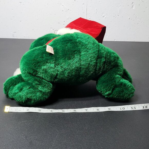 Vintage Fun World Christmas Frog Plush Stuffed Animal with Santa Hat NON WORKING - Picture 9 of 9
